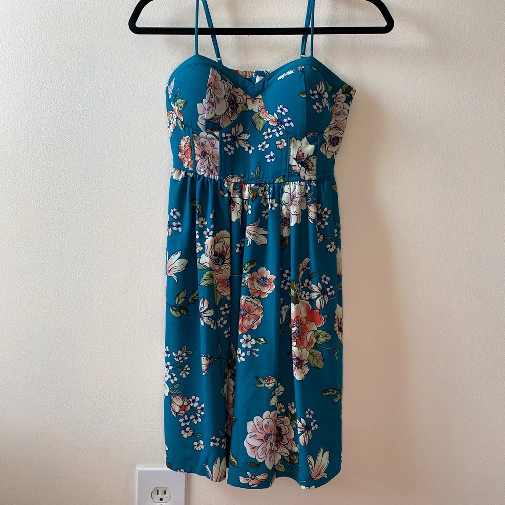 Xhilaration Teal Floral Dress